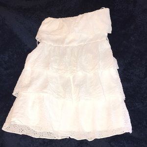 🍭 Cute ruffled white tube dress